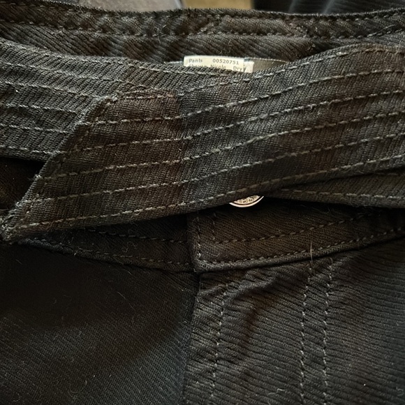 7 For All Mankind black wide leg high rise Sz 27 cropped pants belted - Picture 5 of 9